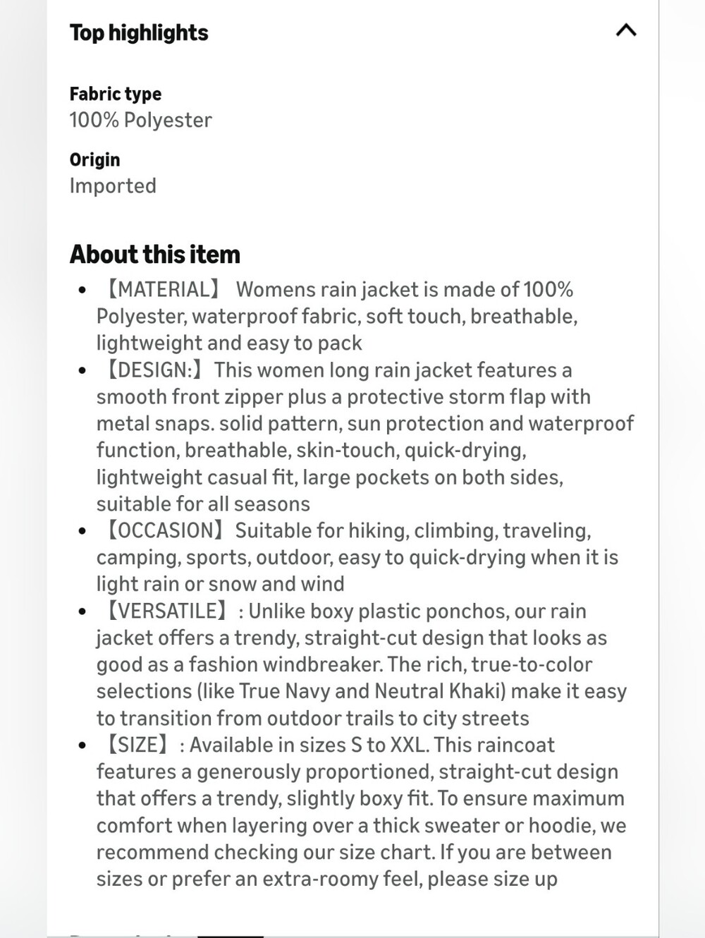 NIB Orolay Raincoat W/ Hood Waterproof Lightweight Windbreaker Jacket XXL Hiking - Picture 7 of 9